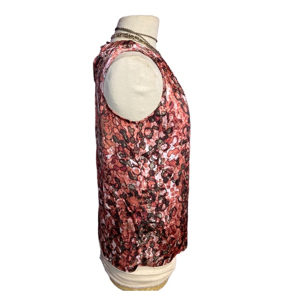 Rosy Red Sleeveless Abstract Printed Top - Picture 2 of 5